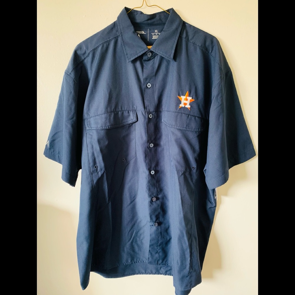 ❌Not Available ❌ Antigua Men's Houston Astros Game Day Woven Fishing Shirt